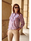 Chiffon shirt with flowers, purple 8100 - Online store - Boutique